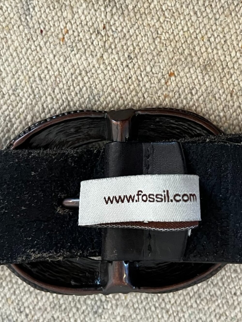 Fossil Woman's Black Western Embellished Round Rhinestone Leather Belt Sz Lr - Picture 4 of 11